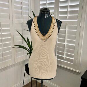 INC International Concepts Beaded Knit Tank Top, Size M